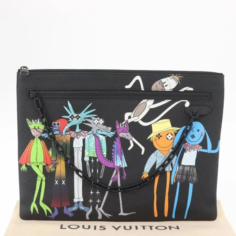LOUIS VUITTON Monogram Taurillon LV Friend A4 Pouch Bag M80147 LV Auth 156664SM